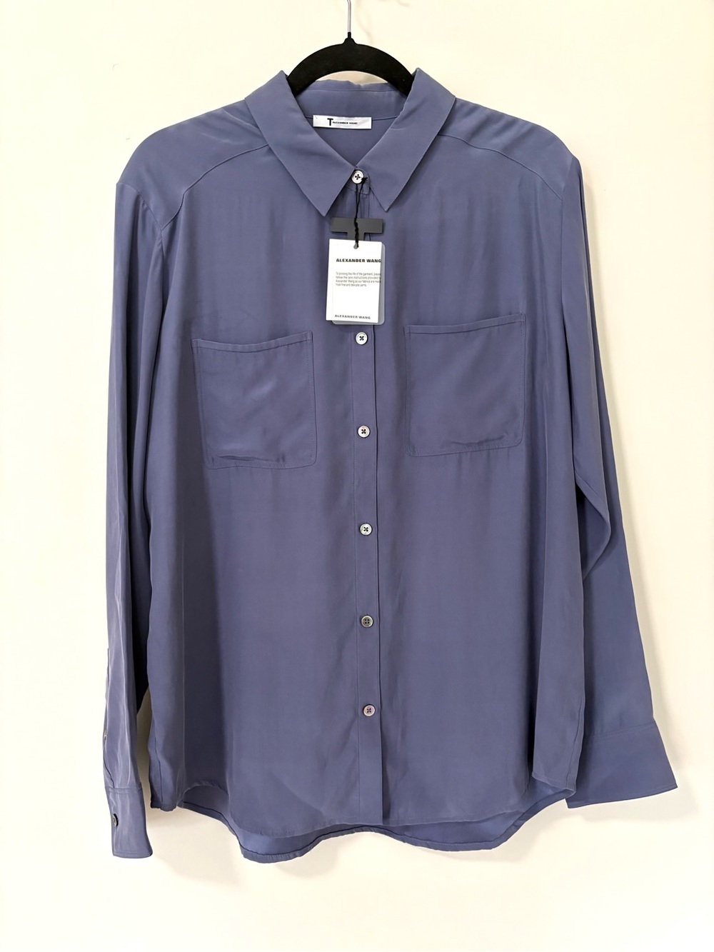 NWT  Alexander Wang 100% Silk Oversized Blouse Top Minimalist